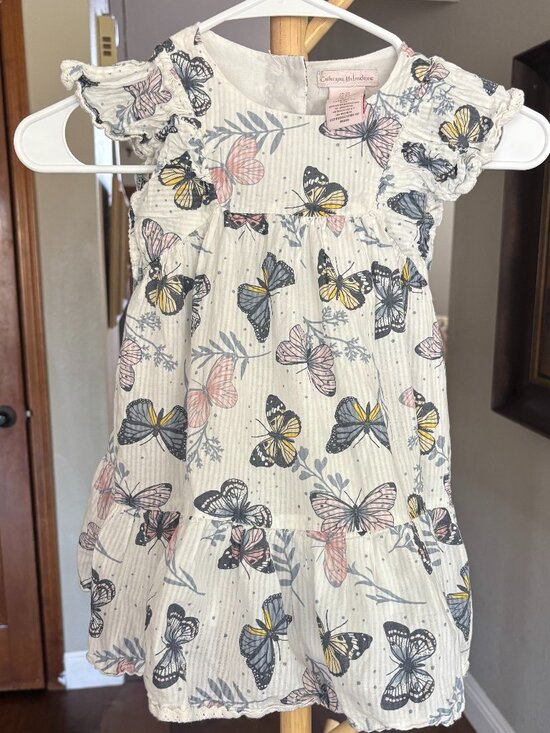 Catherine Malandrino Other - Catherine Malandrino Butterfly Print Gauze Flutter Sleeve Tiered Dress Girls 3T